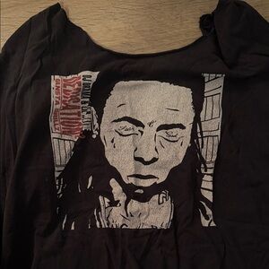 Xxl shoulder Lil Wayne dedication 2 Black Graphic T-Shirt with Artistic Print